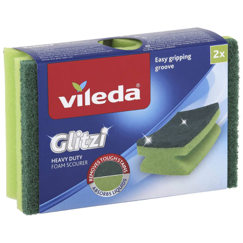 Vileda Glitzi Heavy Duty Foam Scourer 2 Pack