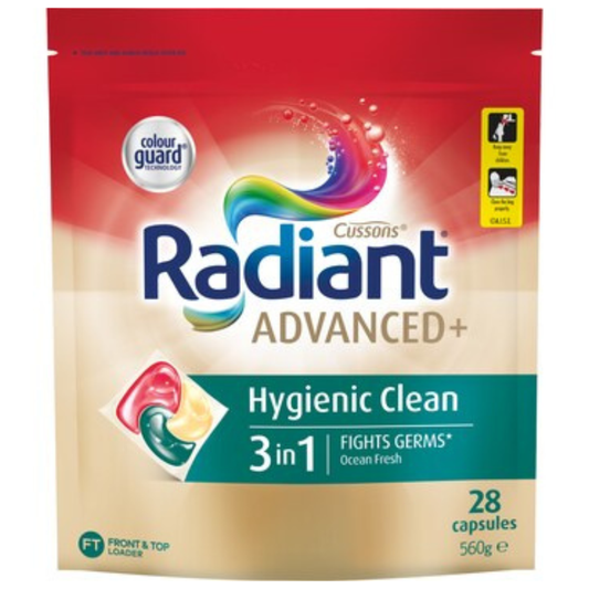 Radiant Advanced + Hygienic Clean 3 In 1 Ocean Fresh 28 Capsules