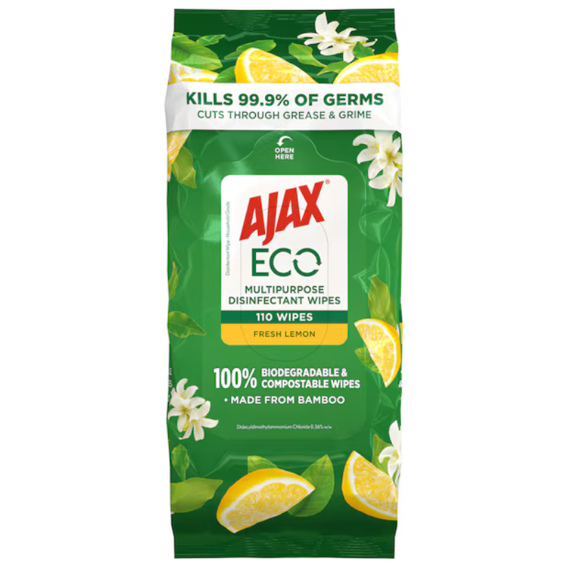 Ajax Eco Multipurpose Wipes Fresh Lemon 110 Pack