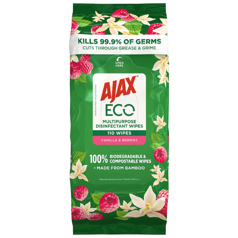 Ajax Eco Multipurpose Wipes Vanilla & Berries 110 Pack