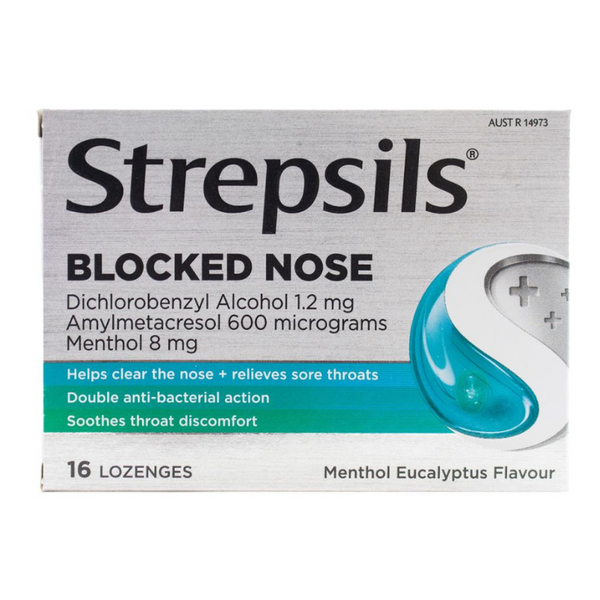 Strepsils Blocked Nose Menthol Eucalyptus Flavour 16 Lozenges