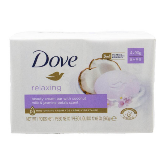 Dove Relaxing Beauty Cream Bar With Coconut Milk & Jasmine Petals Scent 4 x 90g Bars