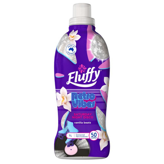 Fluffy Retro Vibes Saturday Night Disco Vanilla Beats Concentrated Fabric Conditioner 1L