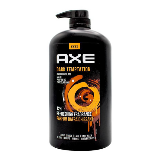 Axe 3 In 1 Body Face Hair Wash Dark Temptation Dark Chocolate Scent 1L