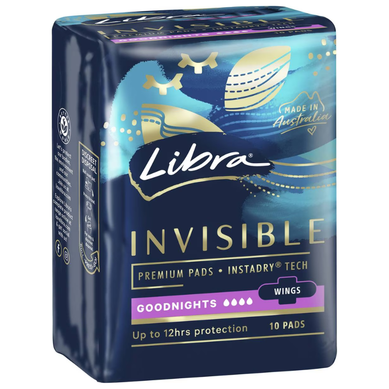 Libra Invisible 10 Pads Goodnights Wings