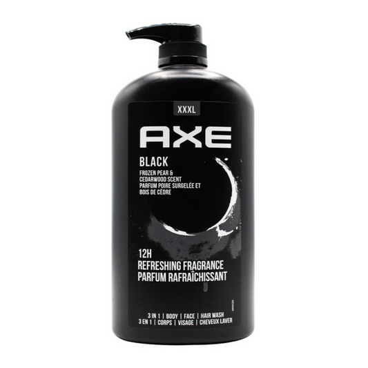 Axe 3 In 1 Body Face Hair Wash Black Frozen Pear & Cedarwood Scent 1L