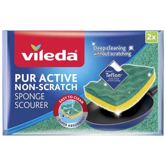 Vileda Pur Active Non-Scratch Sponge Scourer 2 Pack