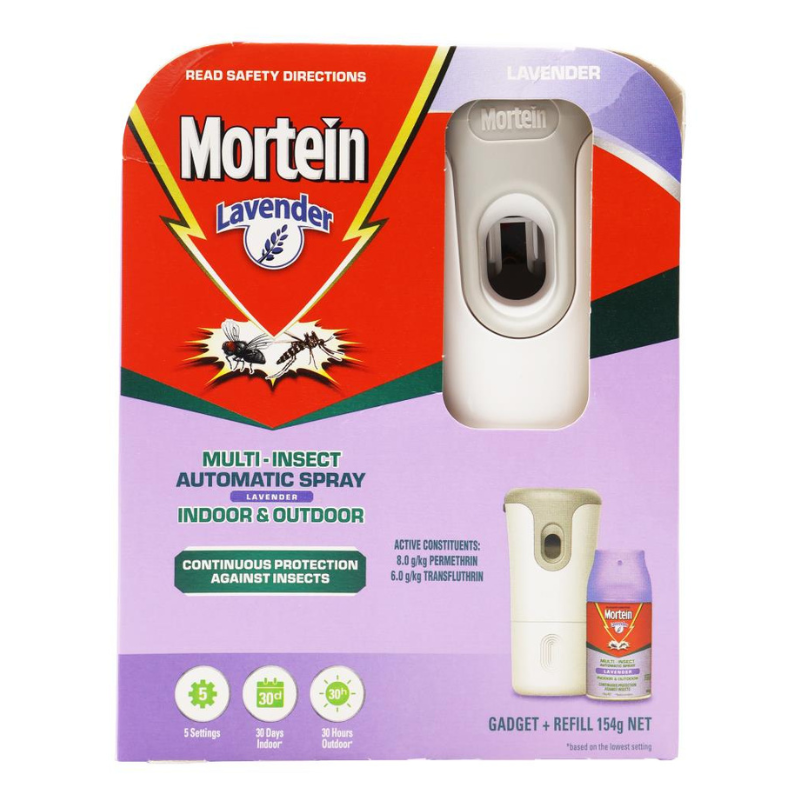 Mortein Lavender Automatic Spray Indoor & Outdoor Gadget + Refill 154g