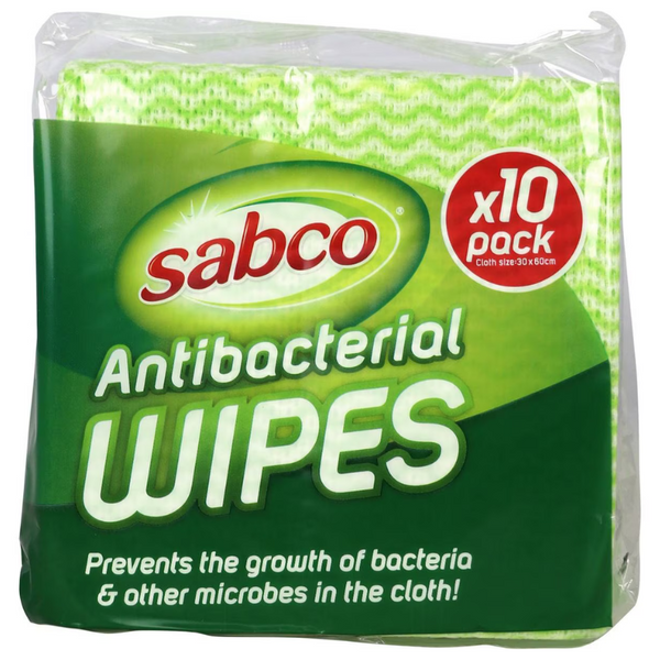 Sabco Antibacterial Wipes 30cm x 60cm 10 Pack