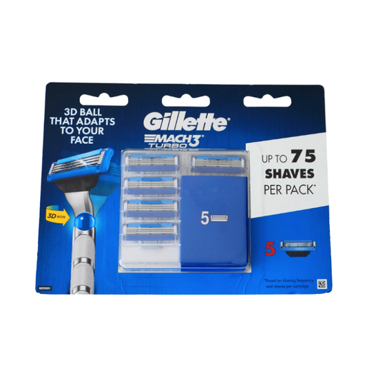 Gillette Mach3 Turbo 3D Razor Blades 5 Cartridges