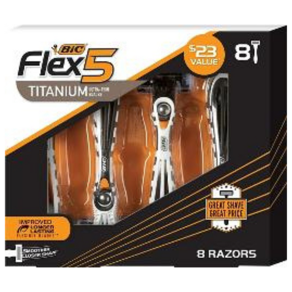 Bic Flex 5 Titanium Ultra-Thin Blades 8 Razors
