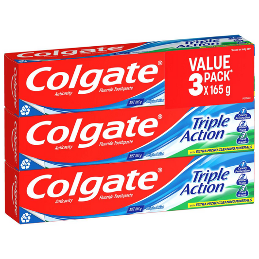 Colgate Toothpaste Triple Action Value Pack 3 x 165g