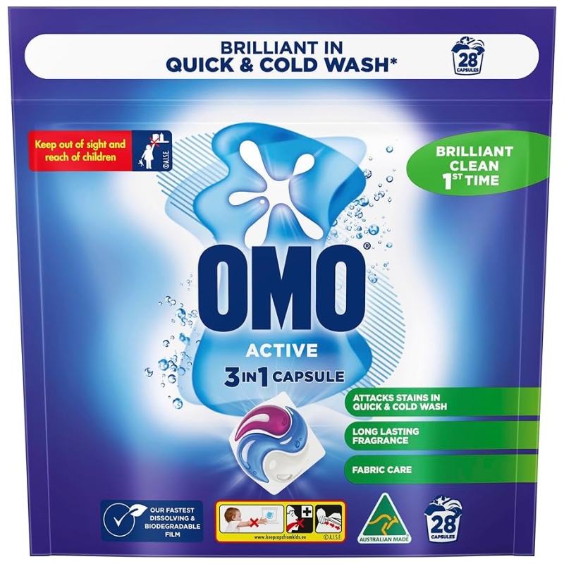 Omo Active 3 In 1 Capsule 28 Pack