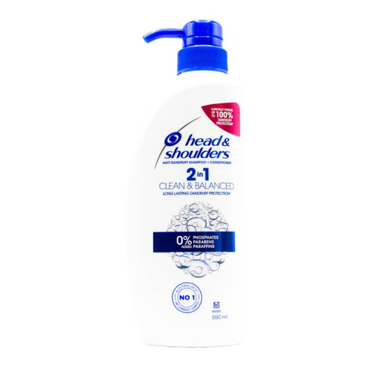 Head & Shoulders Anti Dandruff Shampoo + Conditioner 2 In 1 Clean & Balanced 550ml