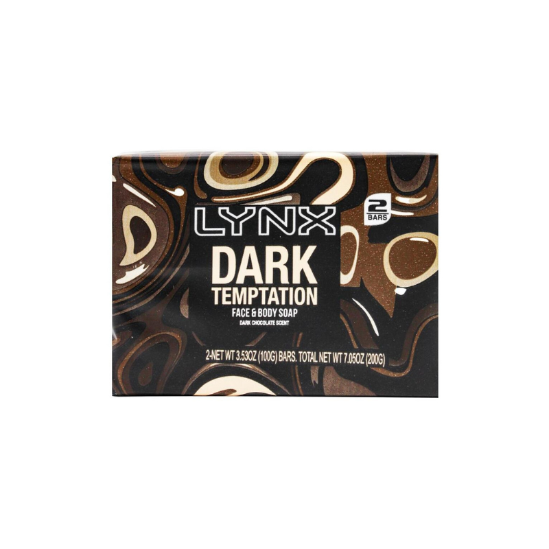 Lynx Dark Temptation Face & Body Soap Dark Chocolate Scent 2 x 100g Bars