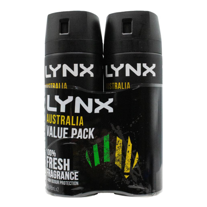 Lynx Pk2 x 165ml Australia Ocean Air & Bergamot Scent Deodarant Body Spray