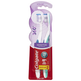 Colgate Toothbrush 360 Sensitive Extra Soft 2Pk Assorted Colours