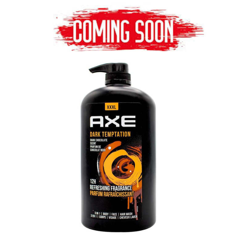 Axe 3 In 1 Body Face Hair Wash Dark Temptation Dark Chocolate Scent 1L