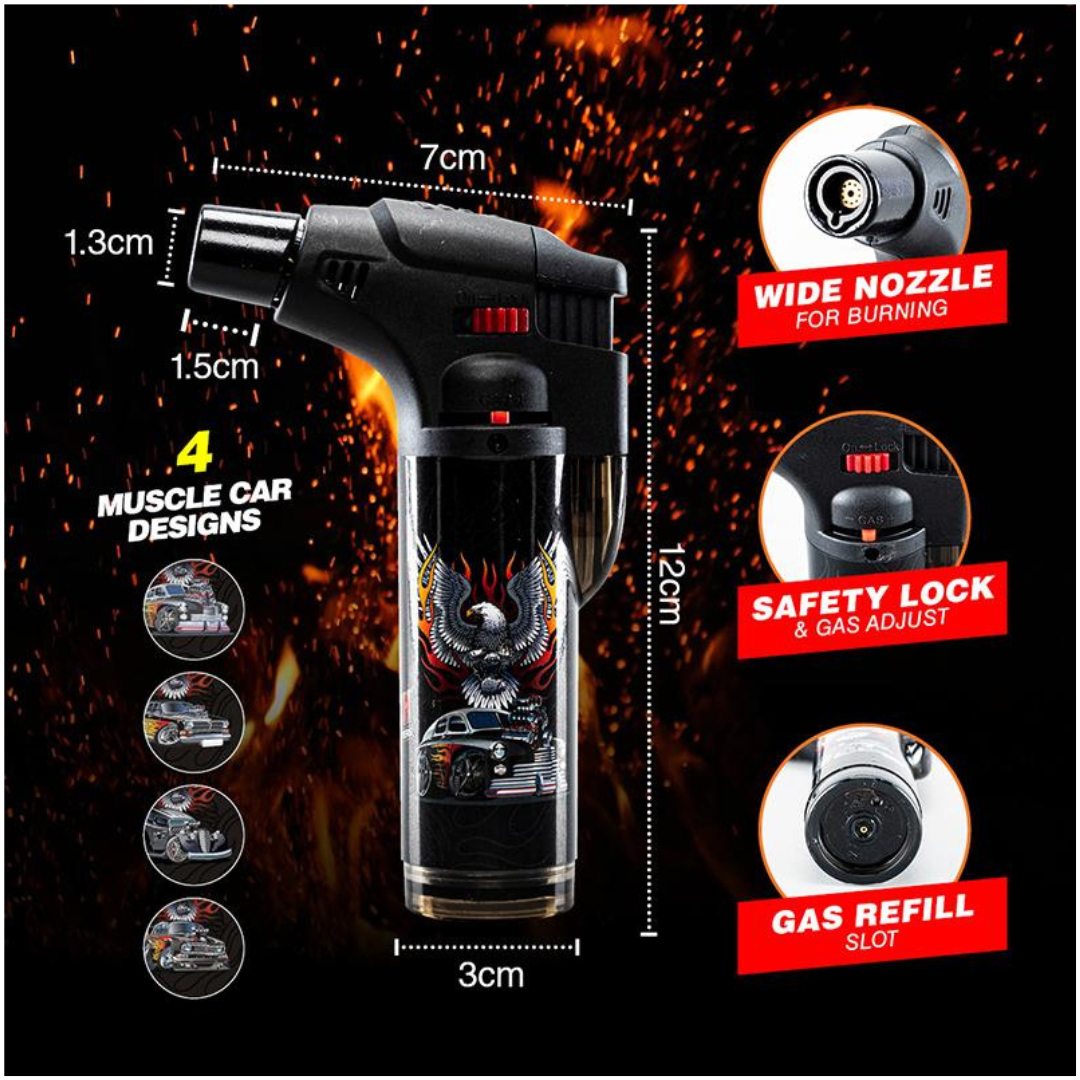Home Master Gas Blow Torch Refillable Assorted Muscle Car Designs 1pk ...