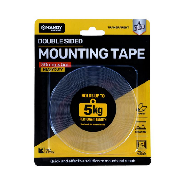 Handy Hardware Double Sided Mounting Tape 30mm x 25m Heavy Duty