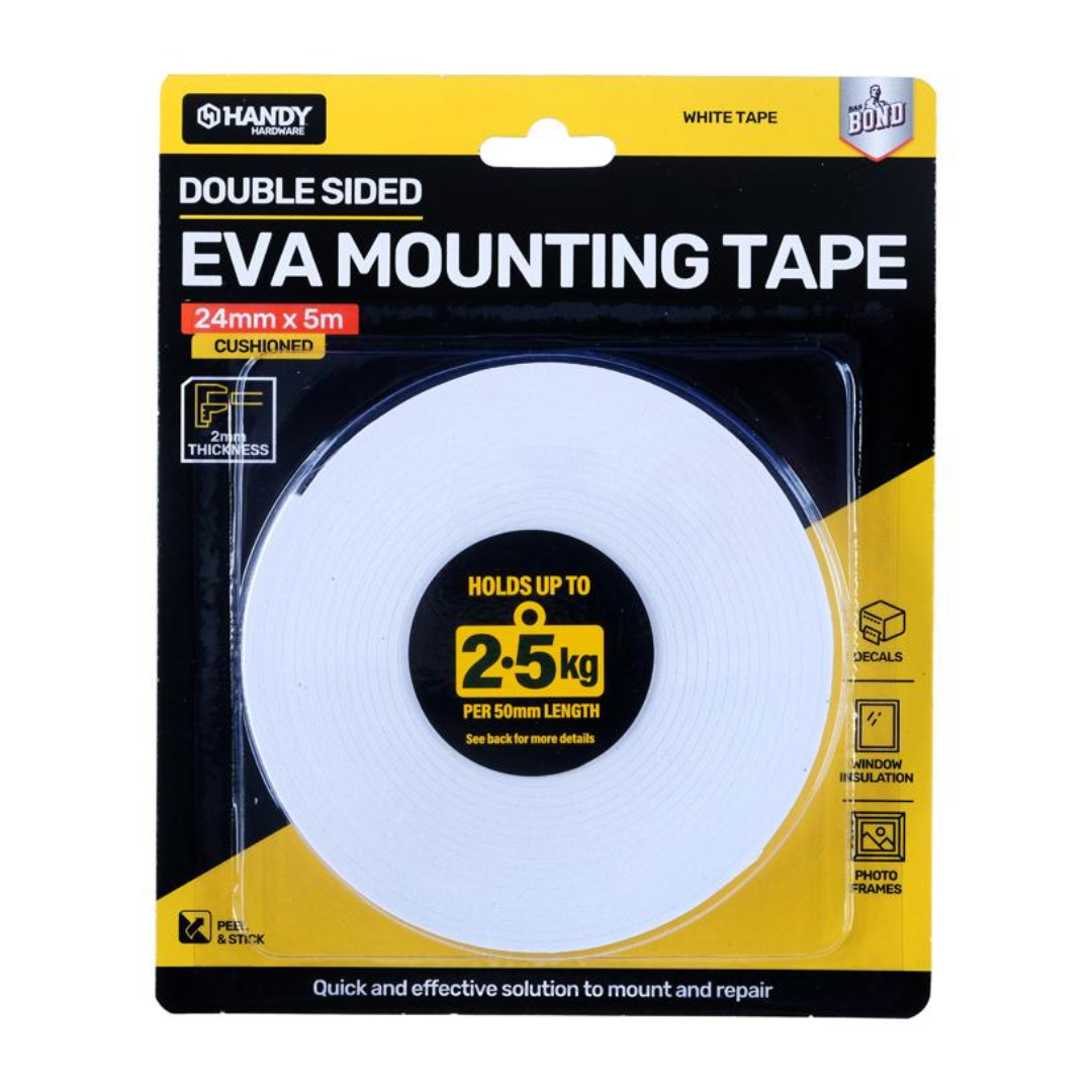 Handy Hardware Double Sided Eva Mounting Tape 24mm x 5m Cushioned