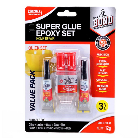 Handy Hardware Super Glue Epoxy Set 12g 3Pack