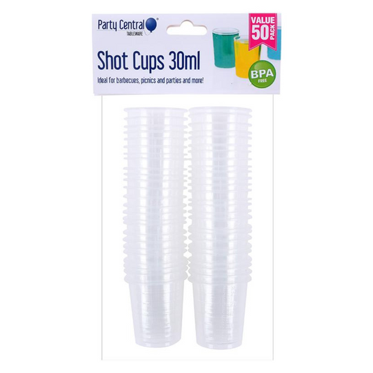 Party Central Clear Shot Cups 30ml 50Pack