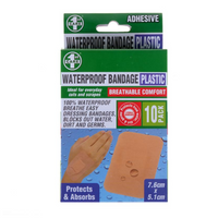 1St Care Adhesive Waterproof Bandage Plastic 10 Pack