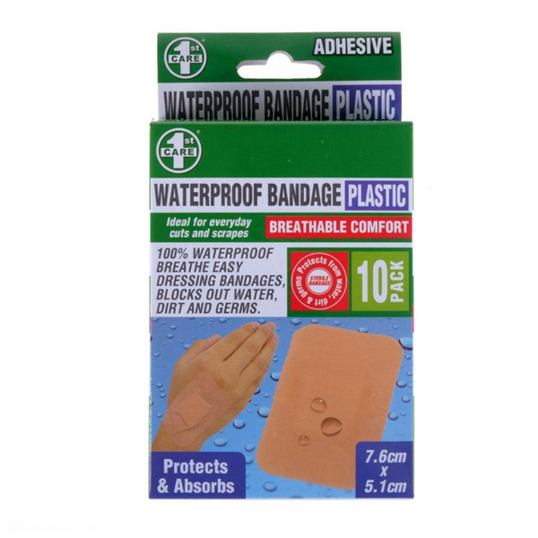 1St Care Adhesive Waterproof Bandage Plastic 10 Pack