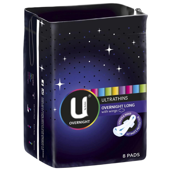 U By Kotex Overnight Ultrathins Long With Wings 8 Pads