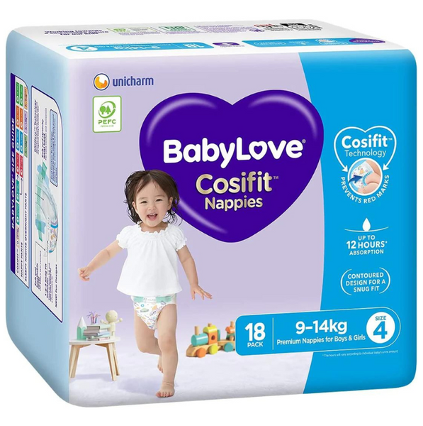 Babylove Cosifit Nappies Toddler 4 9-14Kg 18 Pack