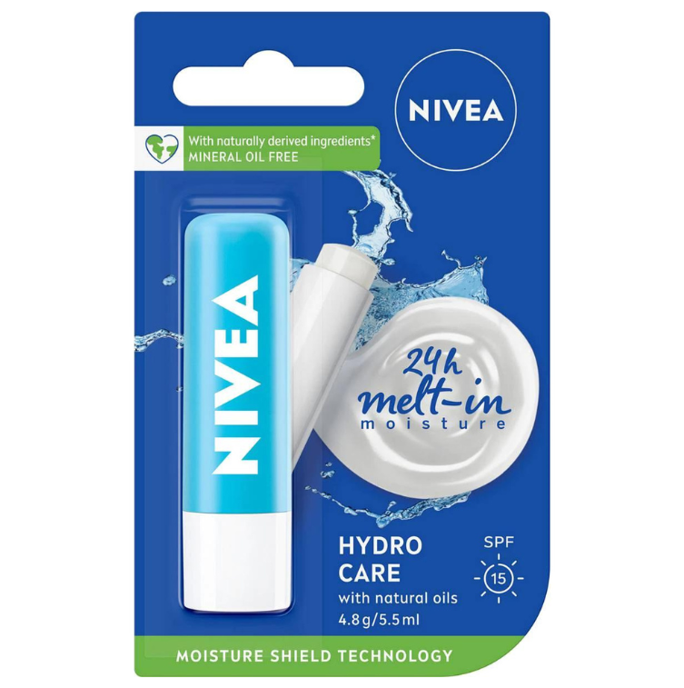 Nivea Hydro Care Caring Lip Balm With Natural Oils 4.8g