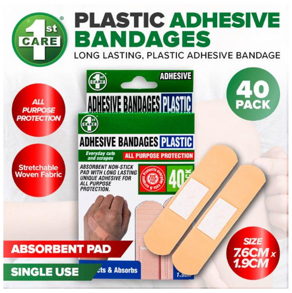 1St Care Plastic Adhesive Bandages 40 Pack