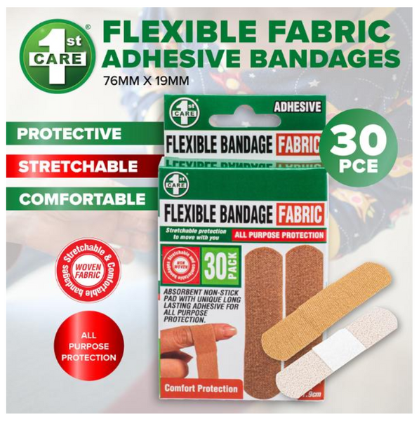 1St Care Flexible Fabric Adhesive Bandages 30 Pack