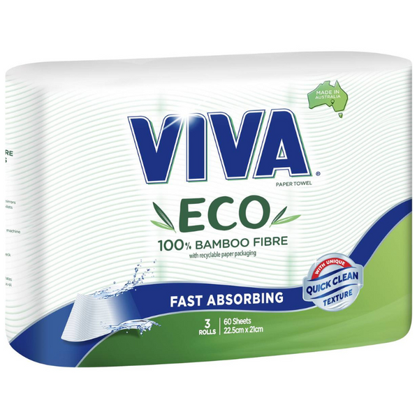 Viva Eco 100% Bamboo Fibre Paper Towel 3 Rolls