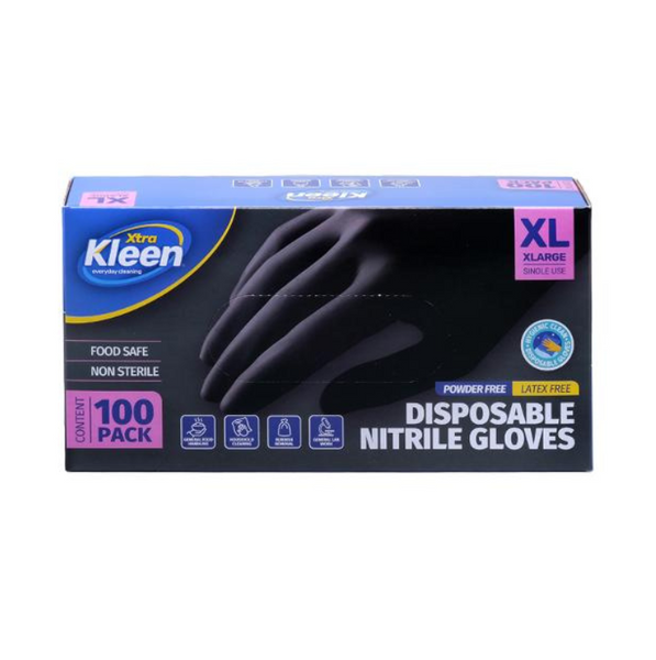 Xtra Kleen Disposable Nitrile Gloves Black X Large 100 Pack