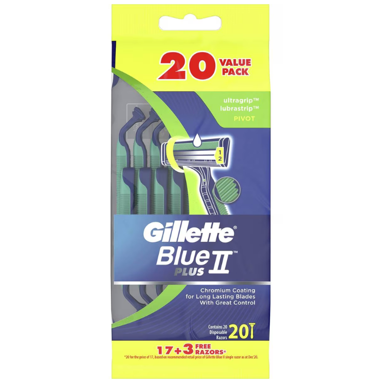 Purchase Gillette Blue 2 Pivot Plus Disposable Razor 20 Pack Online ...