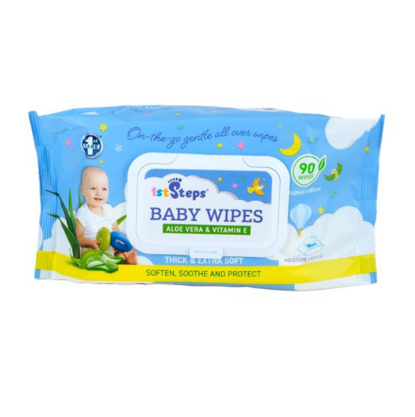 1St Care Baby Wipes Aloe Vera & Vitamin E 90 Pack