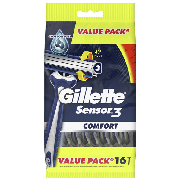 Gillette Sensor 3 Comfort Disposable Razor 16 Pack