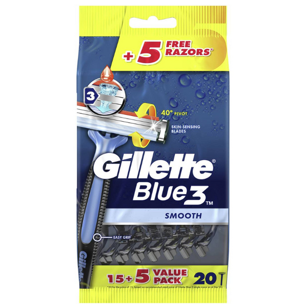 Gillette Blue 3 Smooth Disposable Razor 20 Pack