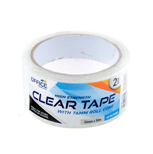 Office Central Clear Tape 24mm x 50m 2 Pack