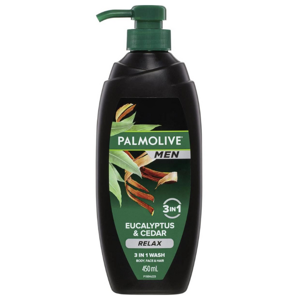 Palmolive Men Eucalyptus & Cedar Relax 3 In 1 Wash Body Face & Hair 450ml