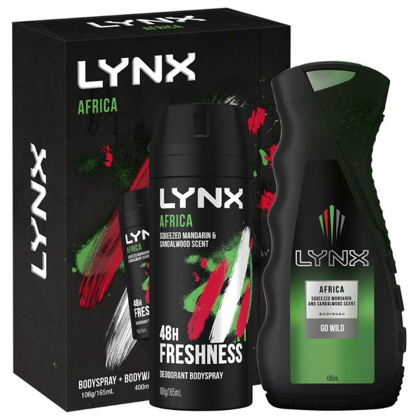 Lynx Core Duo-Africa Bodyspray 165ml + Bodywash 400ml