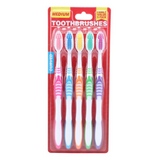1St Care Medium Bristle Toothbrushes 5 Pack Assorted Colours