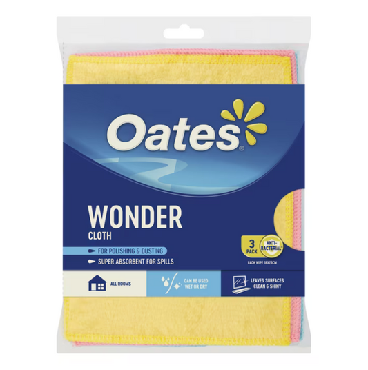 Oates Wonder Cloth Antibacterial Assorted Colours 18 x 23cm 3 Pack