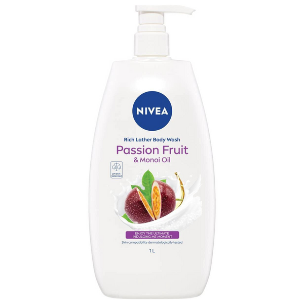 Nivea Rich Lather Body Wash Passion Fruit & Monoi Oil 1L