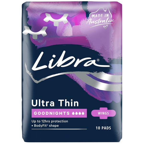 Libra Ultra Thins 10 Goodnights Pads With Wings