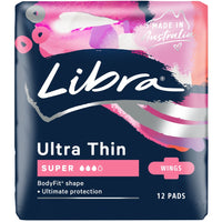 Libra Ultra Thin 12 Super Pads With Wings