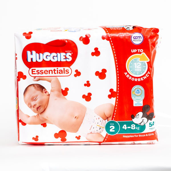 Huggies Essentials Infant Size2 4-8Kg 54 Nappies
