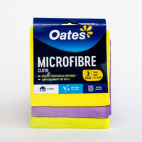 Oates Microfibre Cloth Assorted Colours 3 Pack 32cm  x32cm
